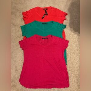 TAHARI 100% Linen T-Shirt Tee Top Bundle Short Sleeve Pink Green Orange Tees 1X